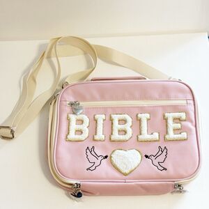 Chenille Letter Bible Case for Girls Large Study and Church Bag Cover Purse